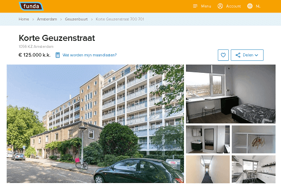 Kamer te koop met huurder