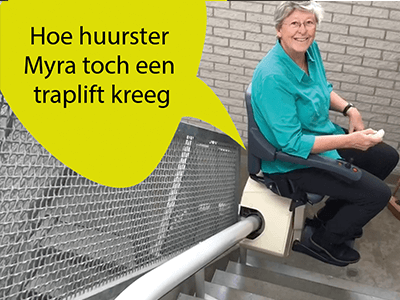 Foto bij artikel van bewoonster die toch een traplift krijgt