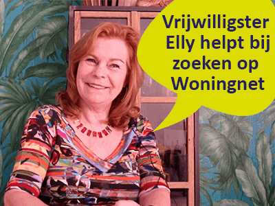 Op de foto zie je Elly. Zij doet vrijwilligerswerk bij !WOON.